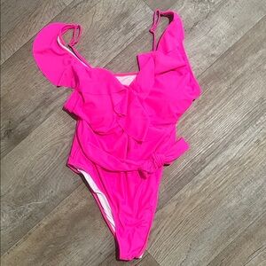 Womens Ruffle One Piece Swimsuit V Neck Tummy Control Bathing Suit Wrap Monokini